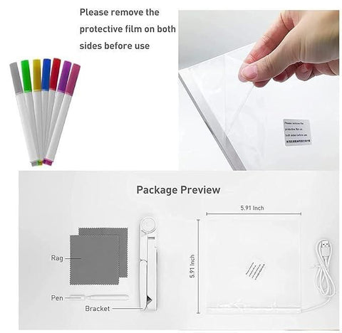 3D LED Light Glass Acrylic Writing Drawing pad